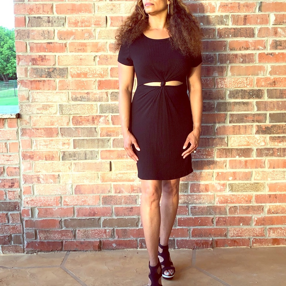 Black Woven Midi Dress